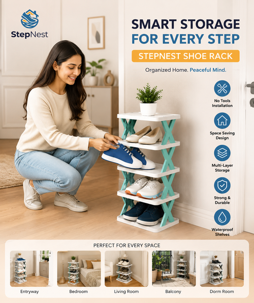StepNest X-Frame Shoe Rack | 3-Tier Space-Saving Organizer for Every Home