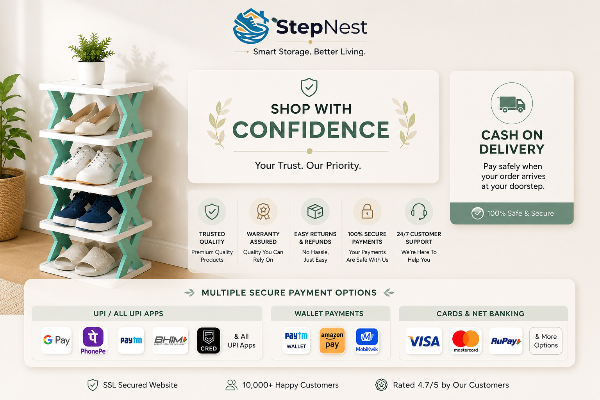 StepNest X-Frame Shoe Rack | 3-Tier Space-Saving Organizer for Every Home